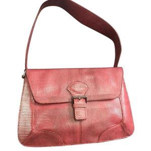 Furla Vintage Maroon Dark Red Lizard Leather Shoulder Bag